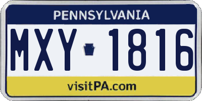PA license plate MXY1816
