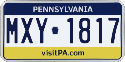 PA license plate MXY1817
