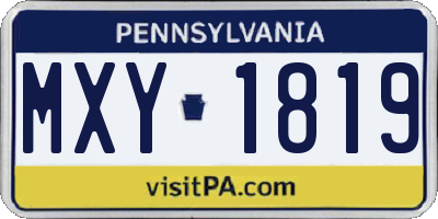 PA license plate MXY1819