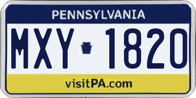 PA license plate MXY1820