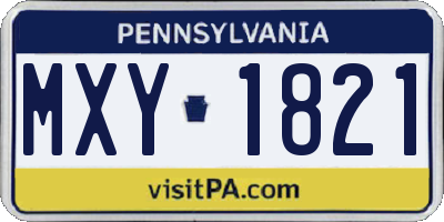 PA license plate MXY1821