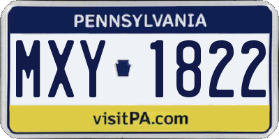 PA license plate MXY1822