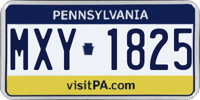 PA license plate MXY1825