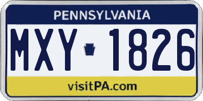 PA license plate MXY1826