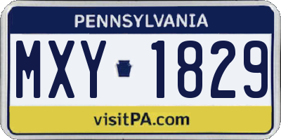 PA license plate MXY1829