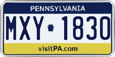 PA license plate MXY1830