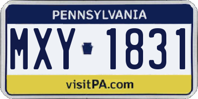 PA license plate MXY1831