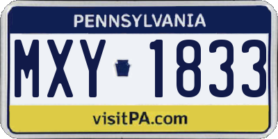 PA license plate MXY1833