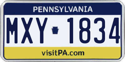 PA license plate MXY1834
