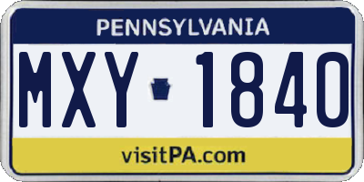 PA license plate MXY1840