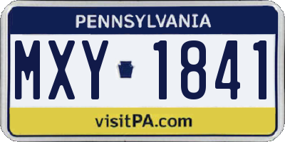 PA license plate MXY1841