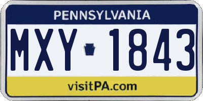 PA license plate MXY1843