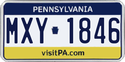 PA license plate MXY1846