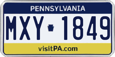 PA license plate MXY1849