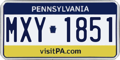 PA license plate MXY1851