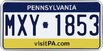 PA license plate MXY1853