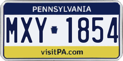 PA license plate MXY1854
