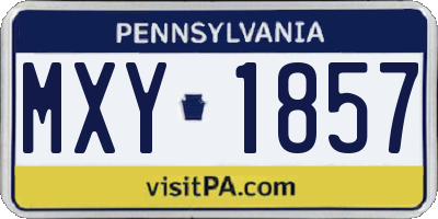 PA license plate MXY1857