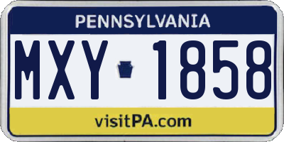PA license plate MXY1858