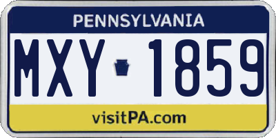PA license plate MXY1859