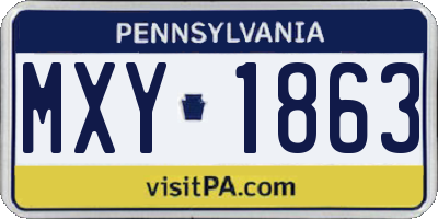 PA license plate MXY1863