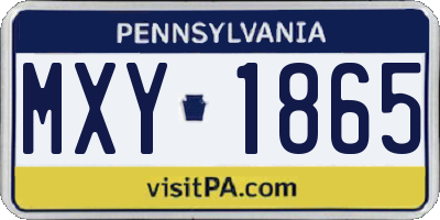 PA license plate MXY1865