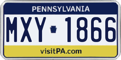 PA license plate MXY1866