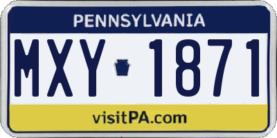 PA license plate MXY1871