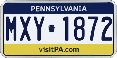 PA license plate MXY1872