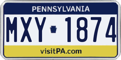 PA license plate MXY1874