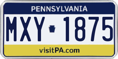 PA license plate MXY1875