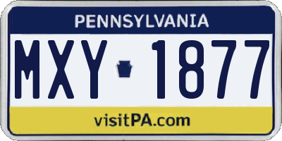 PA license plate MXY1877