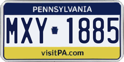 PA license plate MXY1885