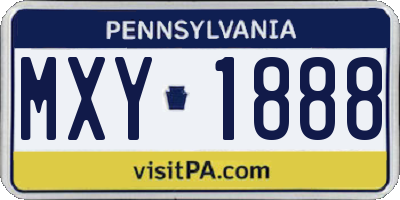 PA license plate MXY1888