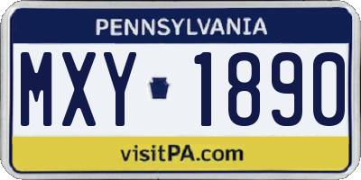 PA license plate MXY1890