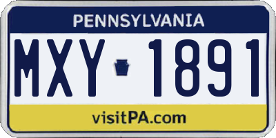 PA license plate MXY1891