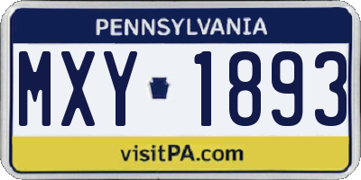 PA license plate MXY1893
