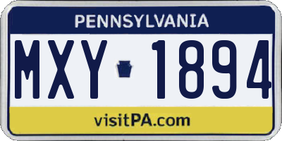 PA license plate MXY1894