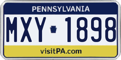PA license plate MXY1898