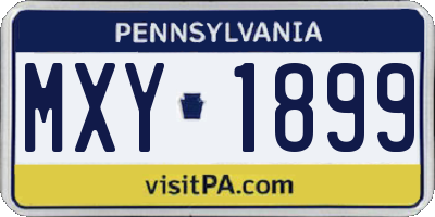 PA license plate MXY1899