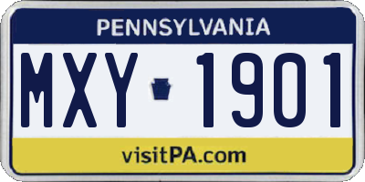 PA license plate MXY1901