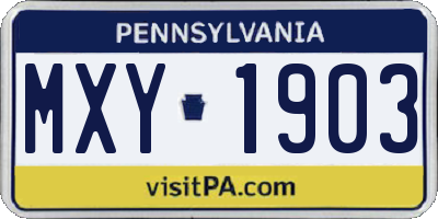 PA license plate MXY1903