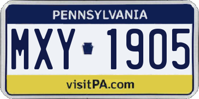 PA license plate MXY1905