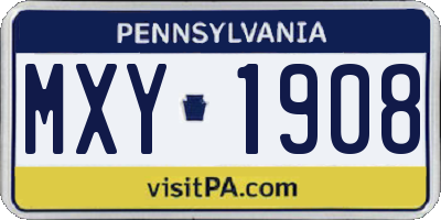 PA license plate MXY1908