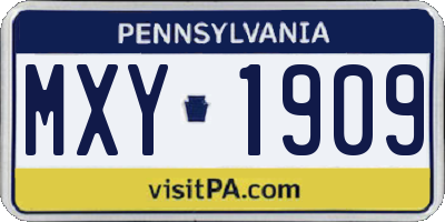PA license plate MXY1909