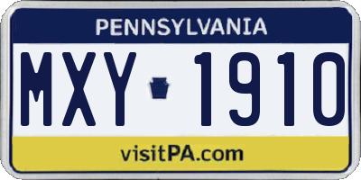 PA license plate MXY1910
