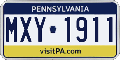 PA license plate MXY1911