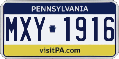 PA license plate MXY1916