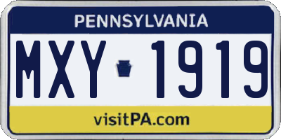 PA license plate MXY1919