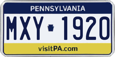 PA license plate MXY1920